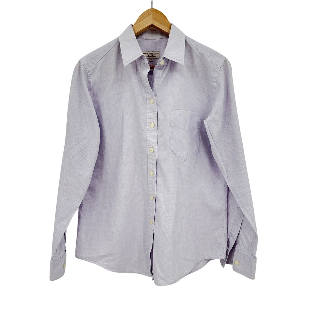 Sarah Alexandra Lavender 100% Cotton Button Down Shirt Womens 10